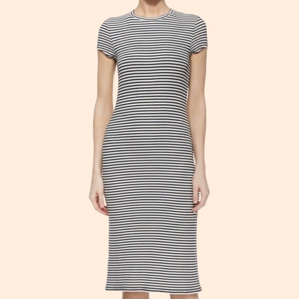ATM Striped Midi T-Shirt Dress